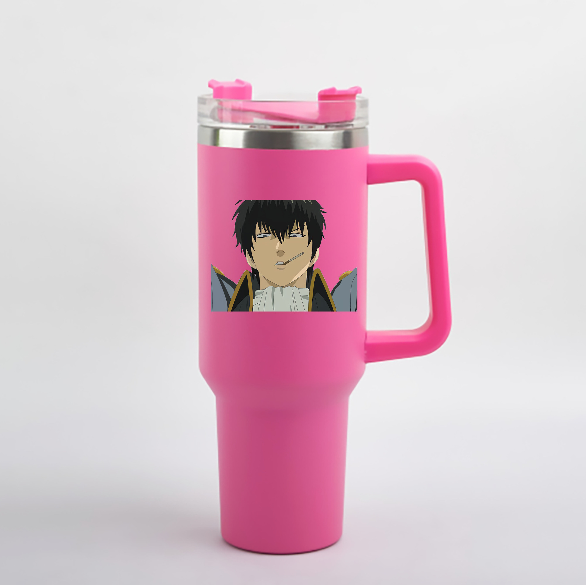 （画像用） ぎんたま 坂田銀時（さかたぎんとき） 神楽 志村新八（しむら しんぱち） GINTAMA Sakata Gintoki Kagura Shimura Shinpachi 1200mL車用タンブラー - クリスタルステッカー（プラスチックストロー付き）